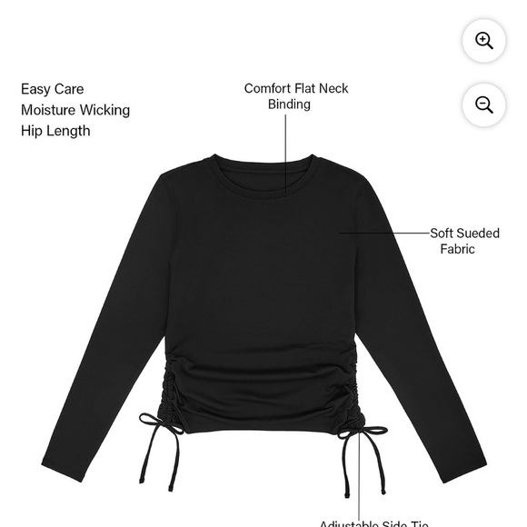 Elegant Black Long Sleeve Top with Side Ties - Picture 6 of 10